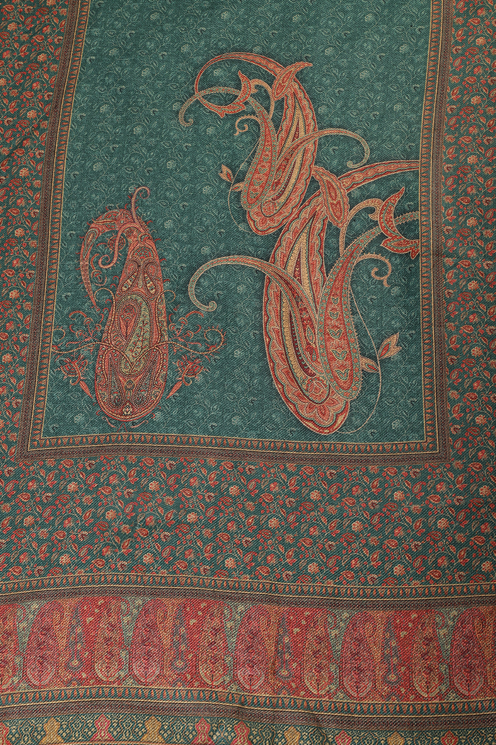 Green Pashmina Floral Printed Unstitched Suit Material