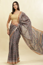 Navy Cotton Silk Floral Boota Printed Saree