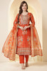Orange Color Shimmer Tissue Printed & Embroidered Suit Set