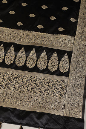 Black Color South Silk Zari Woven Saree