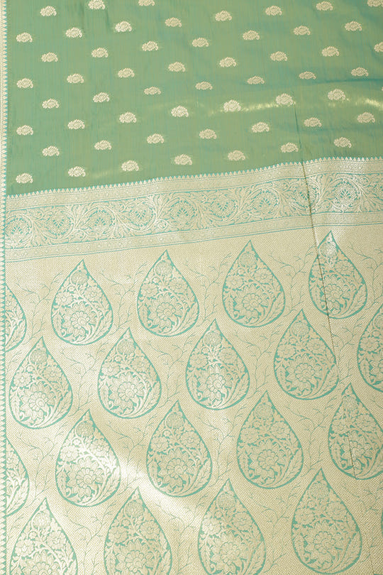Teal & Gold Dual Toned Silk Woven Saree