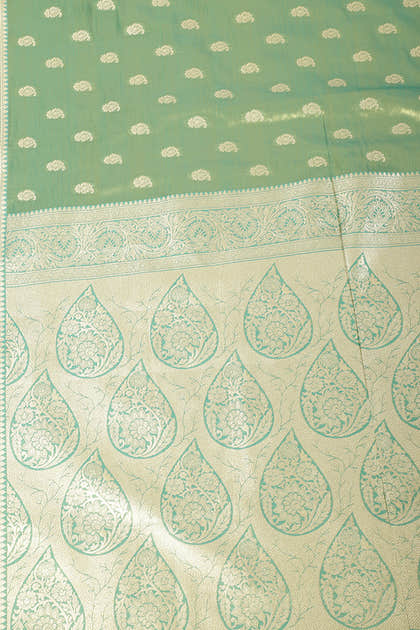 Teal & Gold Dual Toned Silk Woven Saree