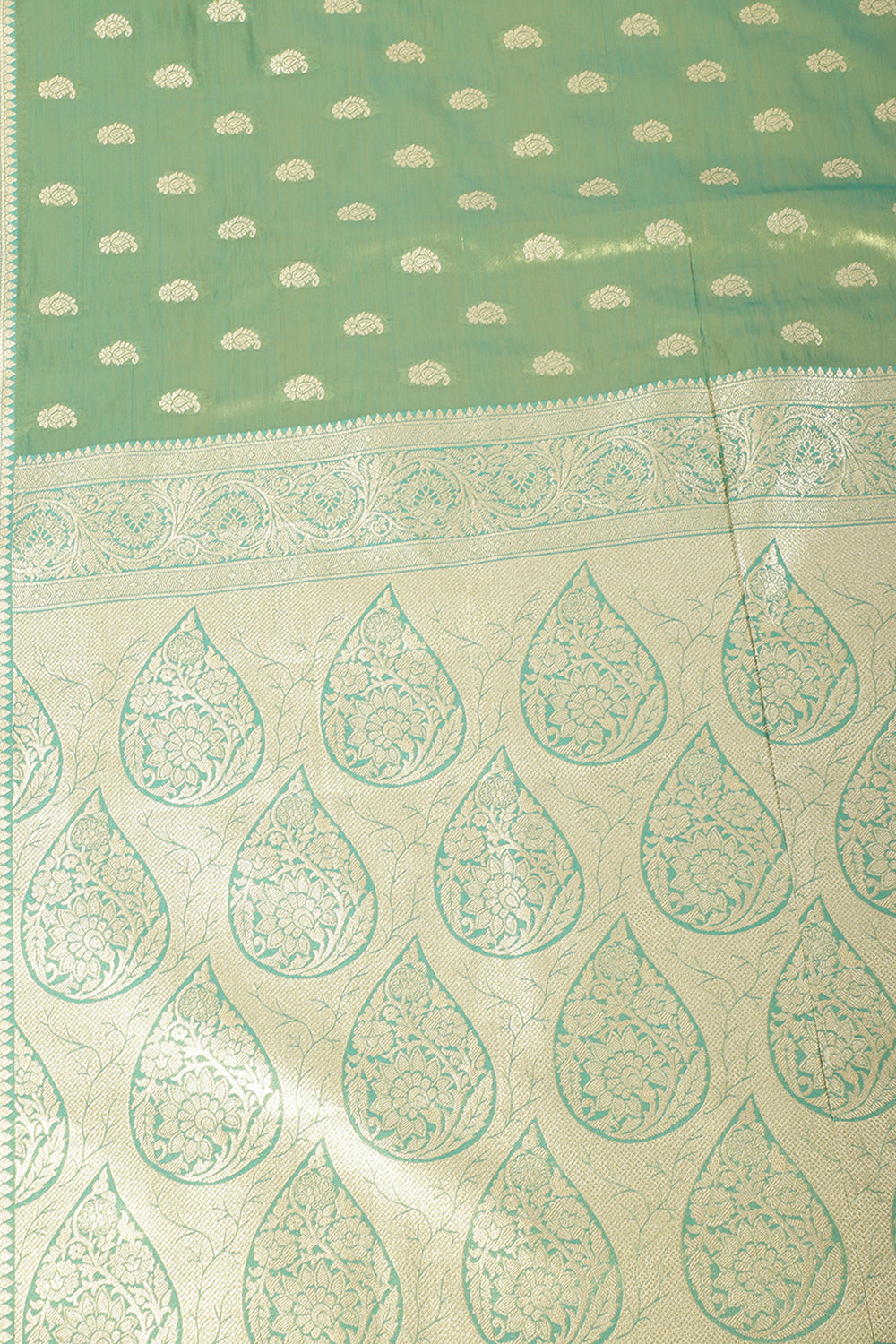 Teal & Gold Dual Toned Silk Woven Saree