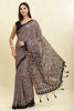 Navy Cotton Silk Ajrakh Block Printed Saree