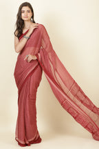 Maroon Georgette Printed Saree