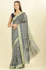 Navy Ajrakh Block Printed Cotton Saree