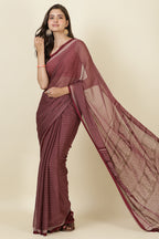 Wine Georgette Printed Saree