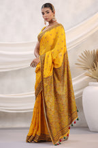 Mustard Color Embroidered Georgette Saree