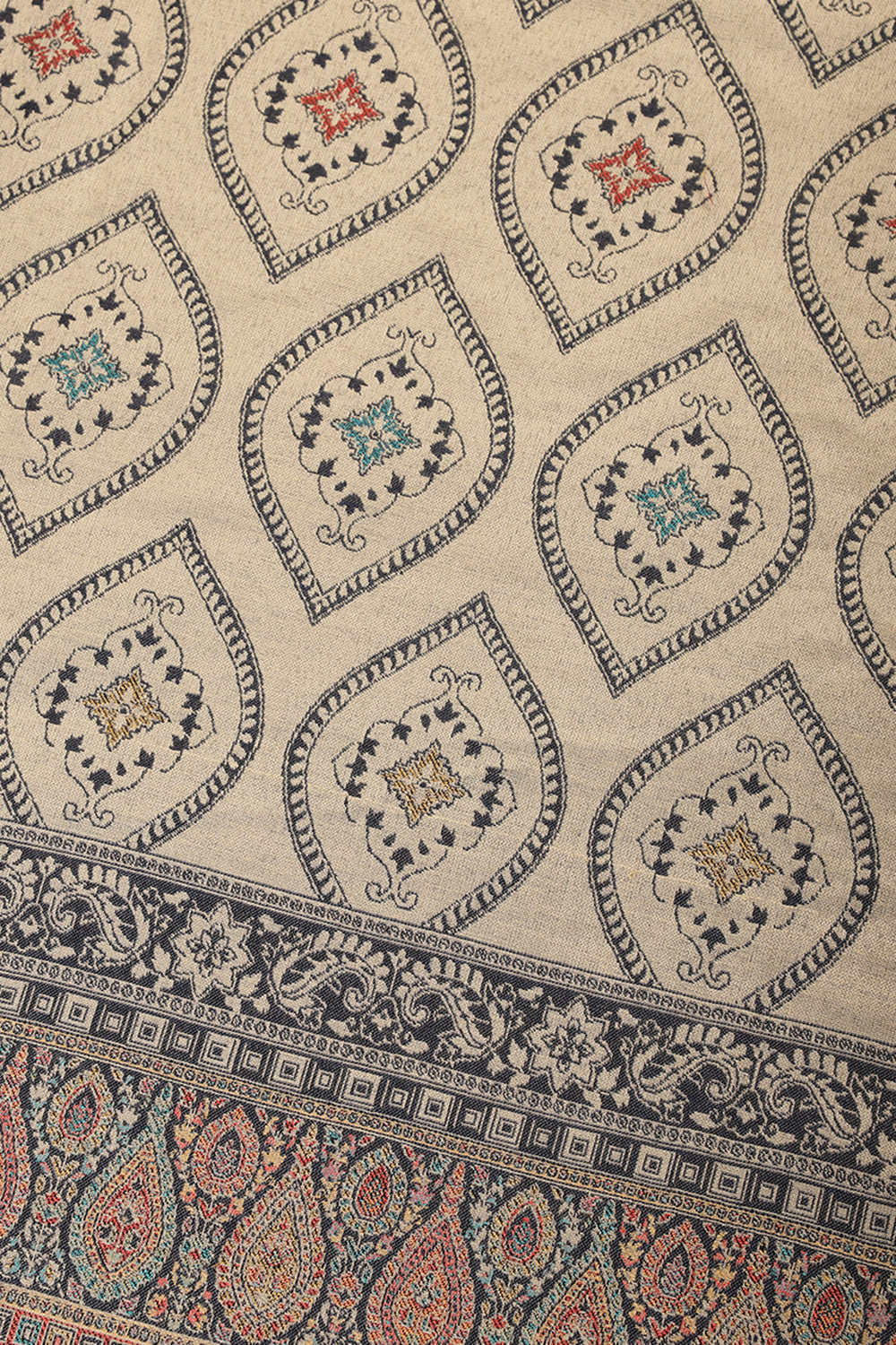 Navy Pashmina Digital Printed Unstitched Suit Fabric