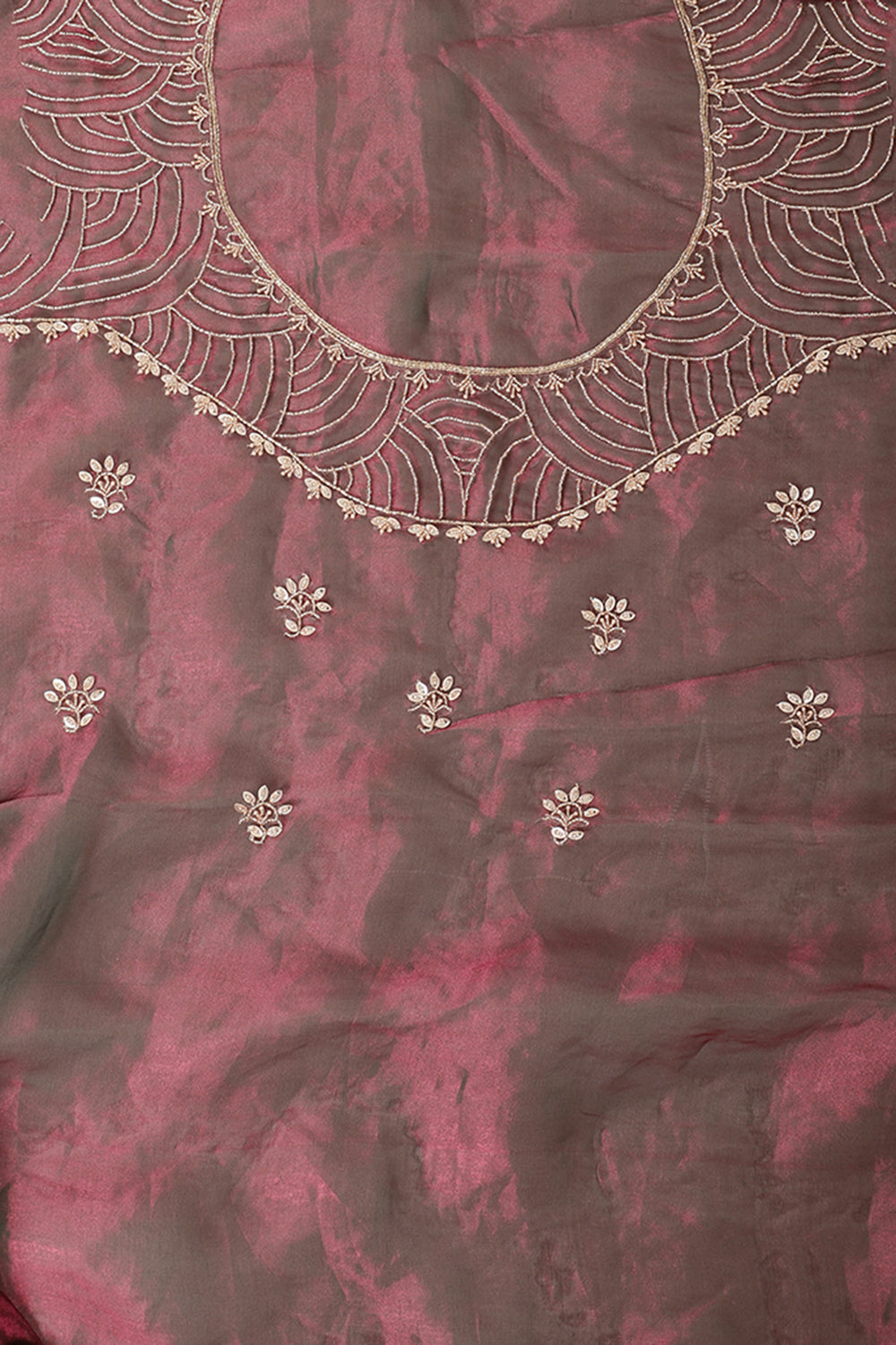 Wine Pure Tissue Silk Saree with Pearl and Zardozi Handwork