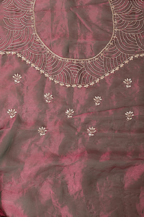 Wine Pure Tissue Silk Saree with Pearl and Zardozi Handwork