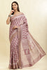 Mauve Cotton Silk Boota Printed And Zari Woven Saree