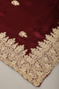 Burgundy Color Pure Satin Crepe Saree with Zardozi Handwork