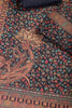 Navy Pashmina Floral Printed Unstitched Suit Fabric