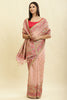 Pink Chanderi Cotton kashida Weaves Saree