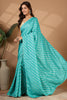 Turquoise  Modal Silk Saree with Zari Pinstripes