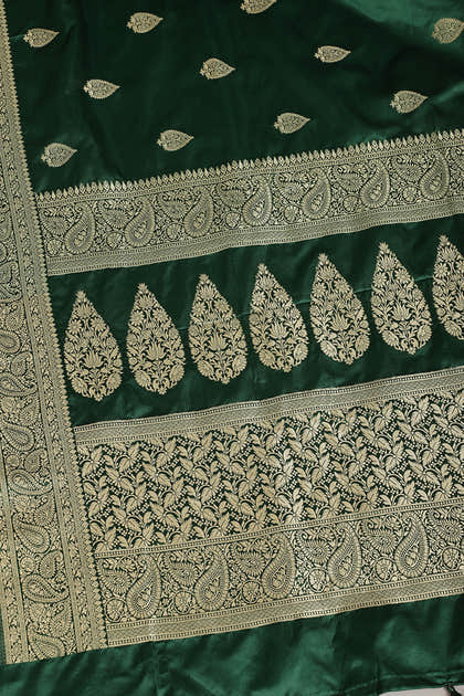 Bottle Green Color South Silk Zari Woven Saree