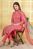 Coral Pink Chanderi Cotton Resham Embroidered Suit