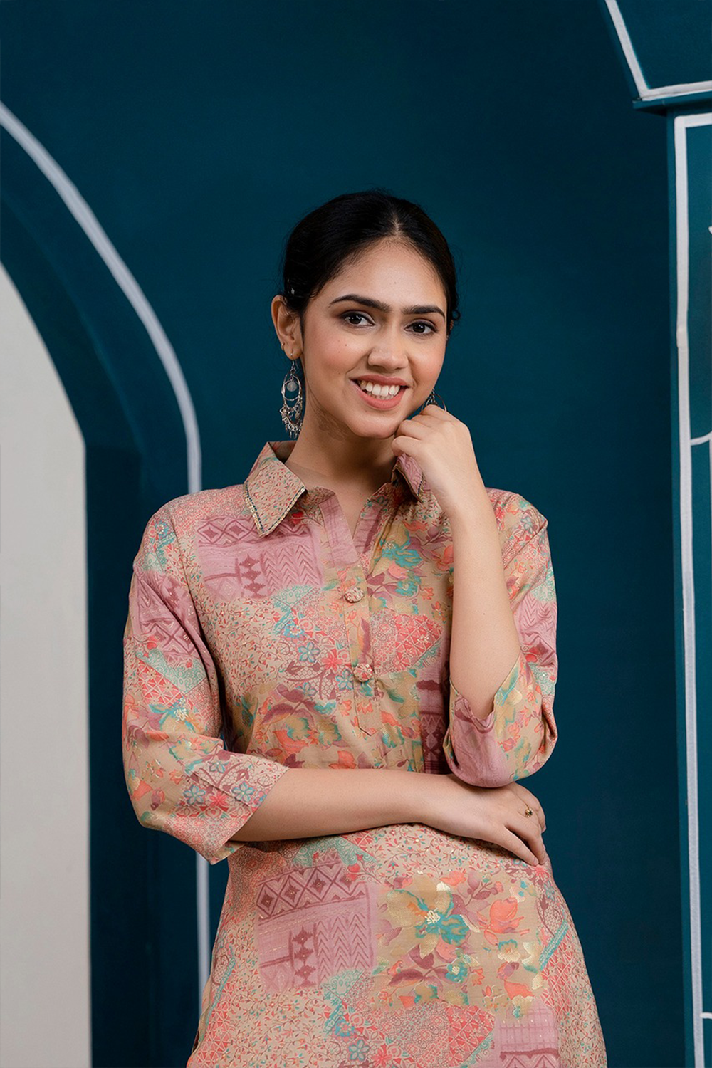 Pink Colour Printed Cotton Co-Ord Set