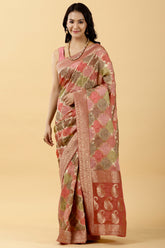 Rust Color Woven Georgette Saree