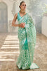 Teal Color Embroidered Organza Saree