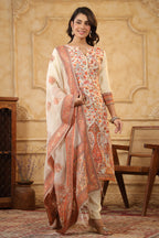 Cream Color Meena-Kaari Woven Chanderi Suit