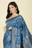 Flat Blue Colour Zari Woven South Silk Saree