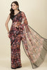 Black Floral Printed Chiffon Saree