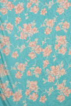 Turquoise  Chiffon Floral Zari Border & Floral Printed Saree