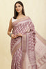 Mauve Cotton Silk Boota Printed And Zari Woven Saree