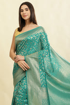 Teal Lightweight Banarasi Silk Weaving Saree