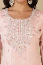 Baby Pink Embroidred Crepe Silk Anarkali Suit