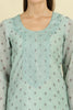 Mint Green Cotton Floral Printed And Neck-EmborideredUnstitched Suit Material