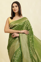 Green Lightweight Banarasi Silk Weaving Saree
