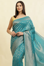 Eastern Blue Lightweight Banarasi Silk Weaving Saree
