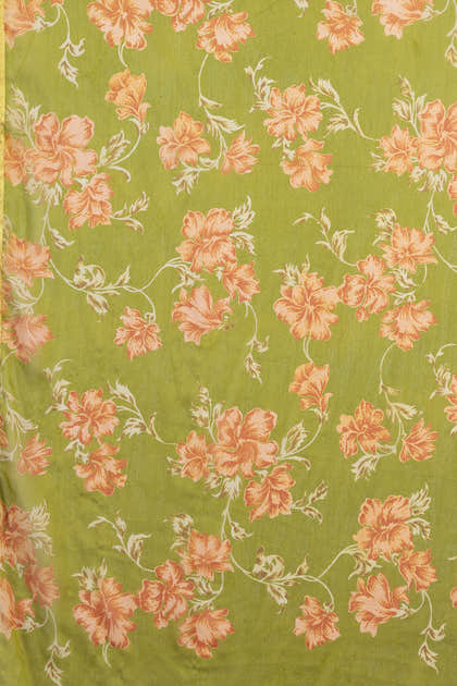 Olive Green  Chiffon Floral Zari Border & Floral Printed Saree