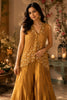 Brown Shimmer Fabric Embroidered Crop Top With Sharara Dress