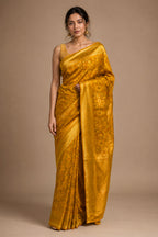 Mustard Silk Woven Saree