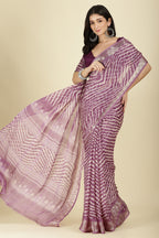 Dusky Purple Color Chiffon Leheriya Printed Saree