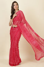 Rani Georgette Bandhani Printed Saree