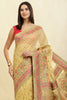 Light Mustard Chanderi Cotton kashida Weaves Saree