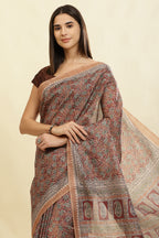Maroon Cotton Silk Floral Boota Printed Saree