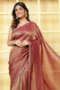 Wine Color Matelic Tissue Sequins &amp; Zari Embroidered Saree with Readymade Blouse
