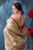 Beige Pure Metallic Tissue Sequins And Zari Embroidered Saree