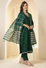 Green Color Silk Embroidered Suit Set