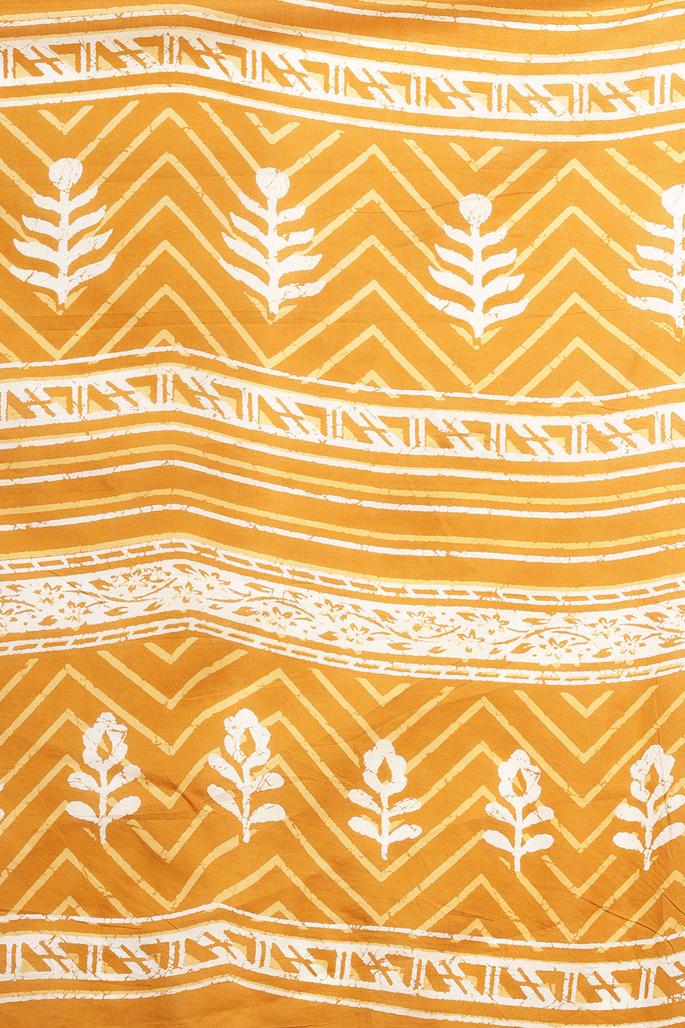 Mustard Cotton Dhabu Printed Saree