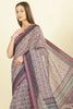 Purple Ajrakh Block Printed Cotton Saree