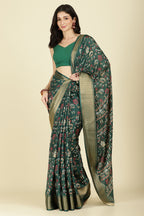 Green Cotton Silk Printed Saree