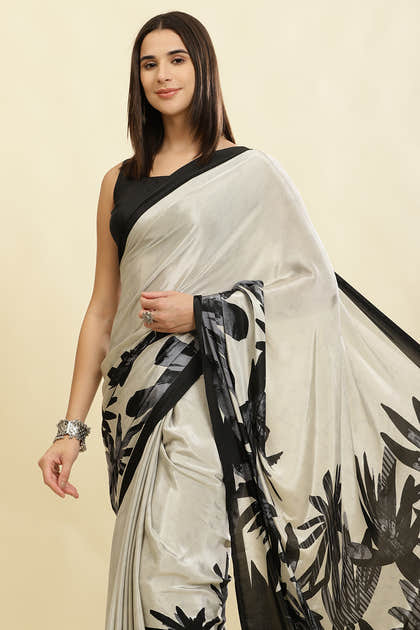 Pista Printed Crepe Silk Saree