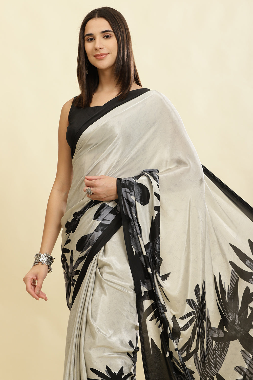 Pista Printed Crepe Silk Saree